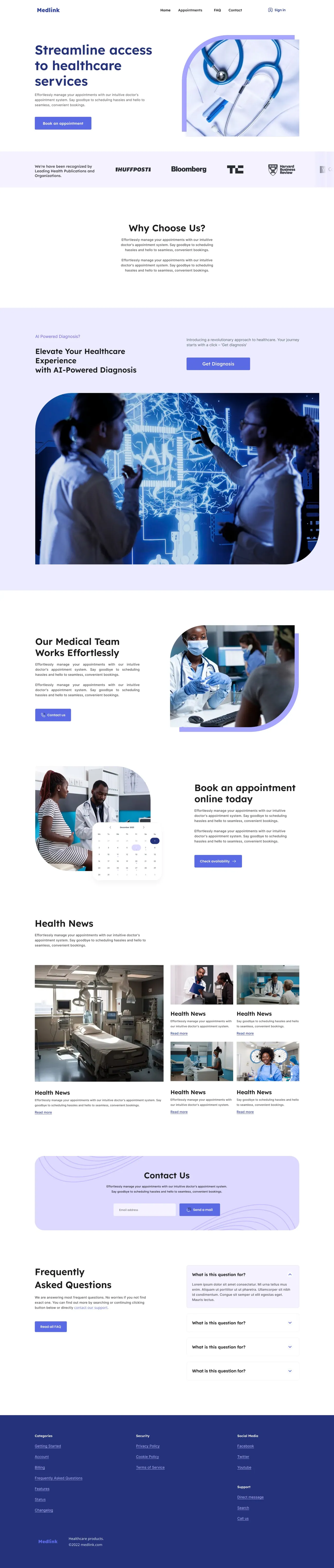 FindCare full landing page design